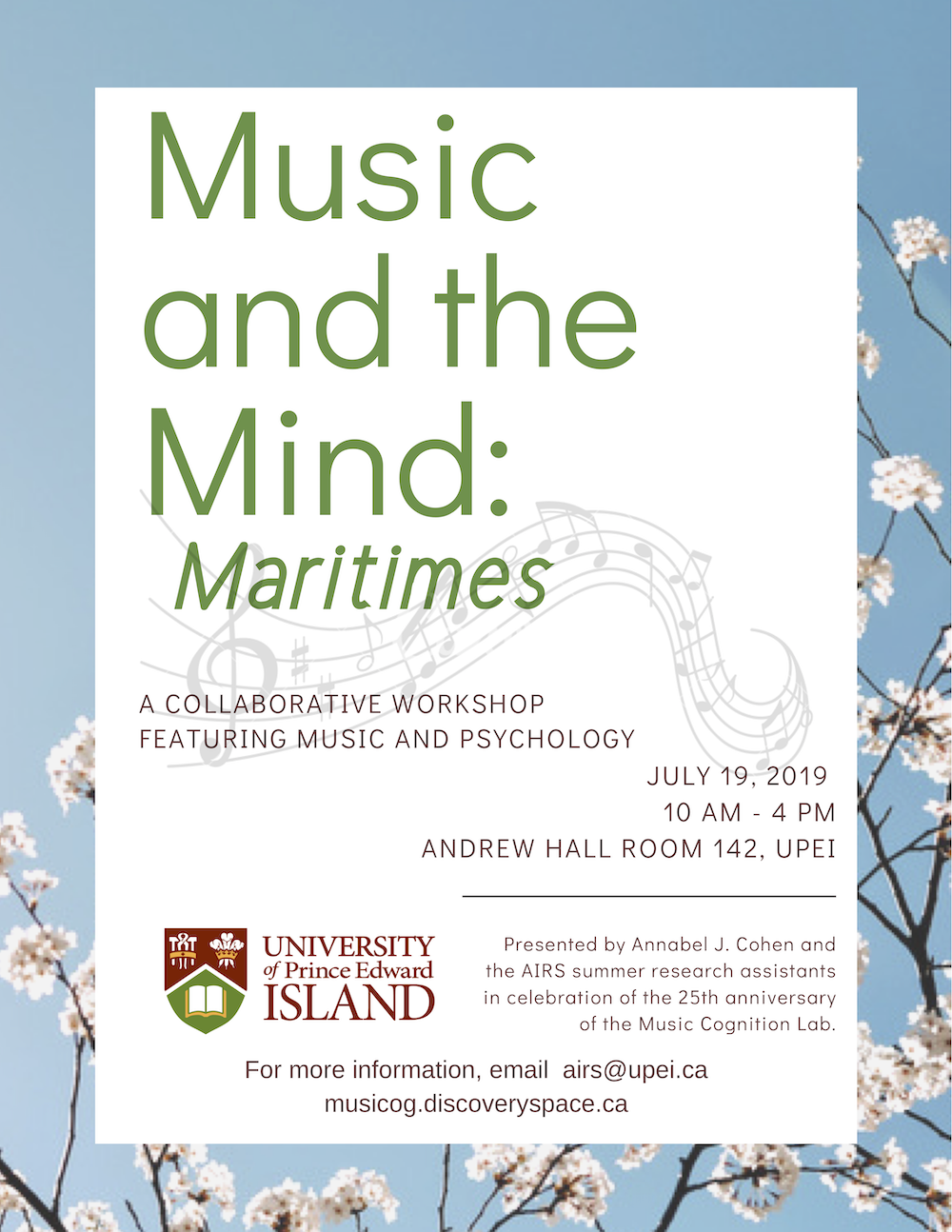 Music and the mind: Maritimes workshop July 19, 2019