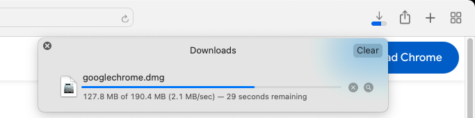 Chrome download progress